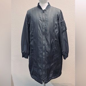 Forever 21 Longline Bomber Jacket Black Size Large